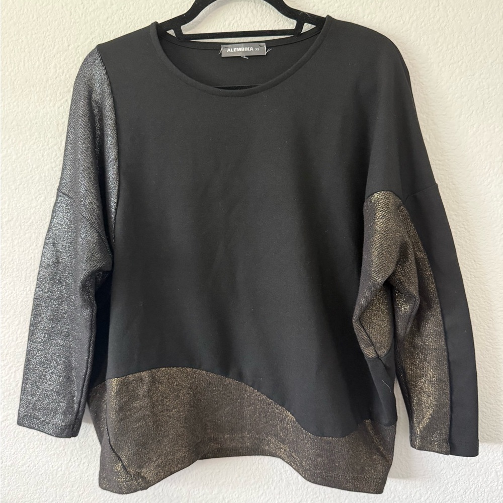 Alembika Black Top with Metallic Bronze Trim - Picture 16 of 16